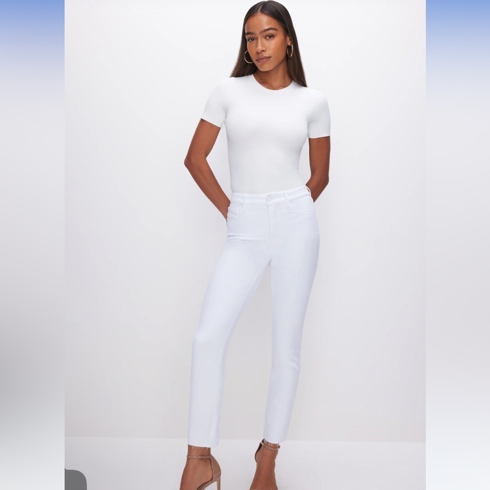 Good American White Straight Leg Jeans